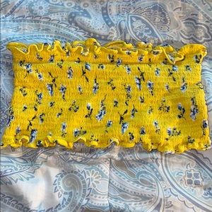 Lettuce-trimmed Floral Bandeau Top